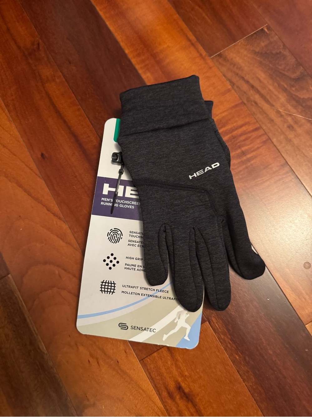 HEAD Men's Touchscreen Running Gloves in Dark Charcoal Heather
